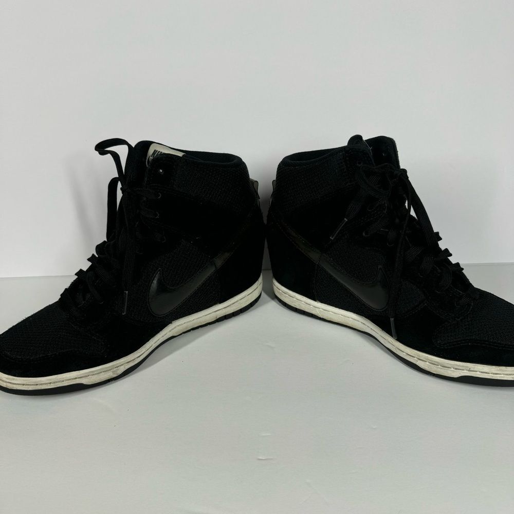 Nike Dunk Sky Hi Black Mesh Suede Hidden Wedge Sneakers Shoes 644877-001 Women 9 - Picture 5 of 10